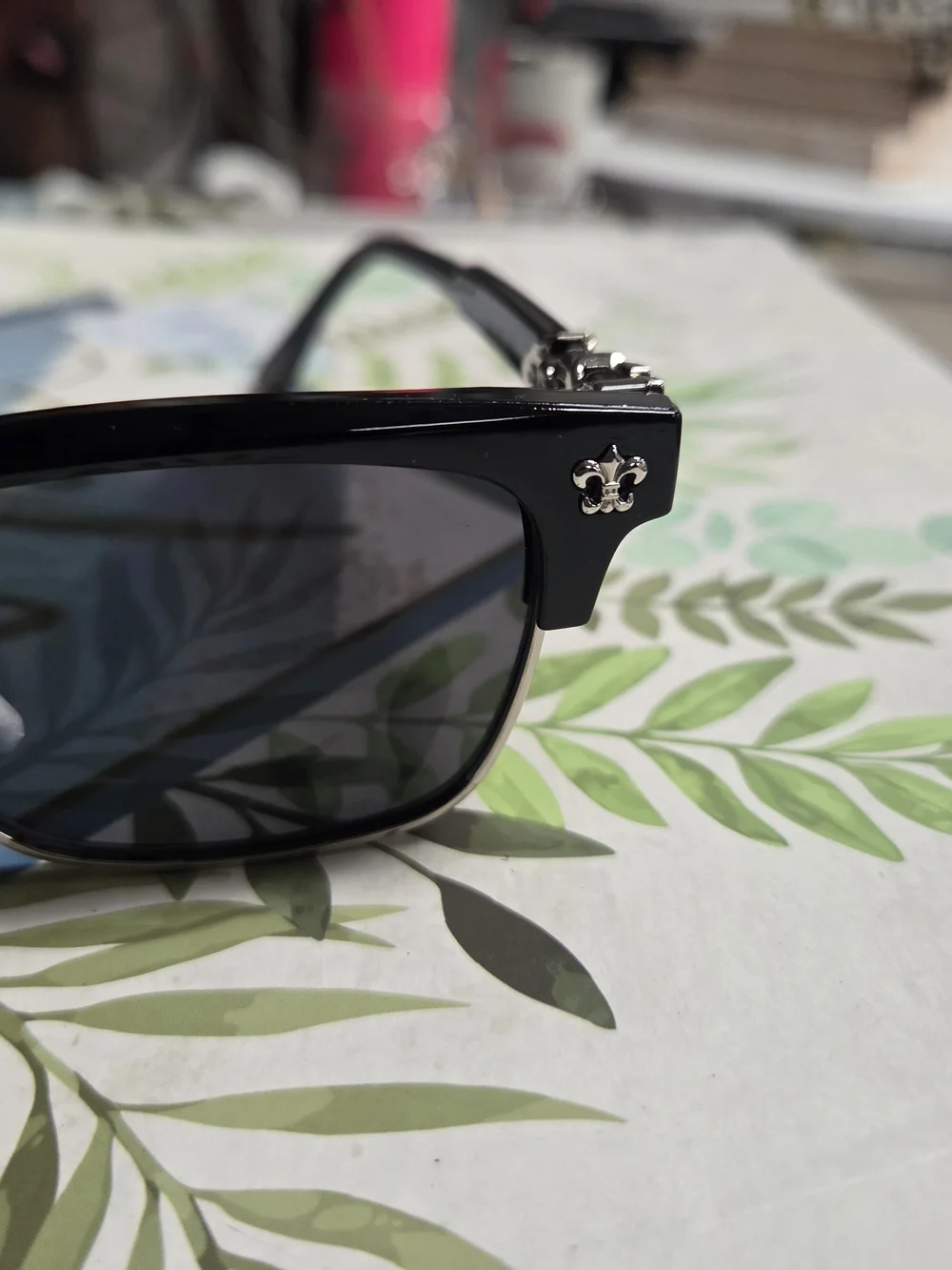 Chrome Hearts UNISEX Black Cat-Eye Sunglasses with Silver Fleur-de-Lis Accent